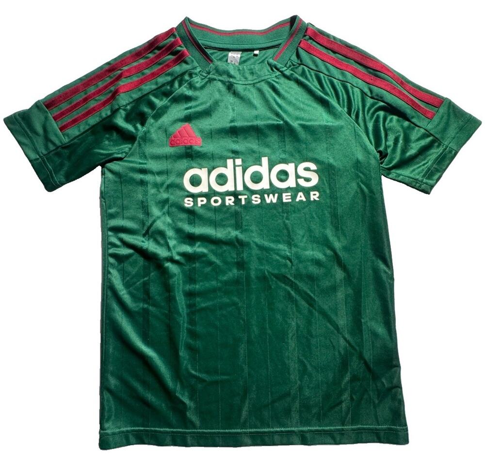 Adidas Sportswear Youth 12Y Green Red Striped Soccer Jersey Shirt Boys
